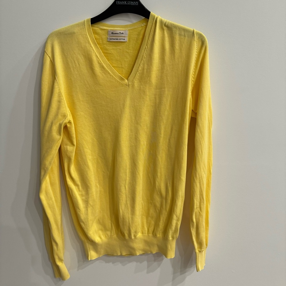 Massimo Dutti Yellow V-Neck Sweater